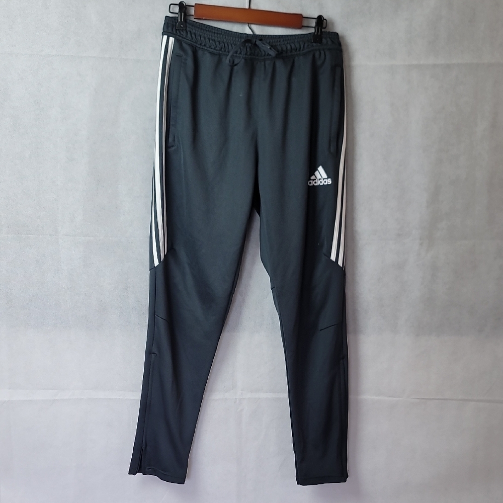 Adidas Dark Gray Joggers with White Accents